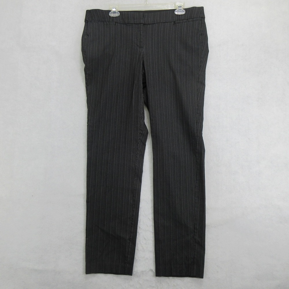 Lane Bryant The Allie Womens Pants 16 Regular Black Striped Slim Stretch